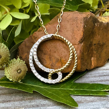 14K Yellow & White Gold Diamond Rope Circle Pendant DPD-26998